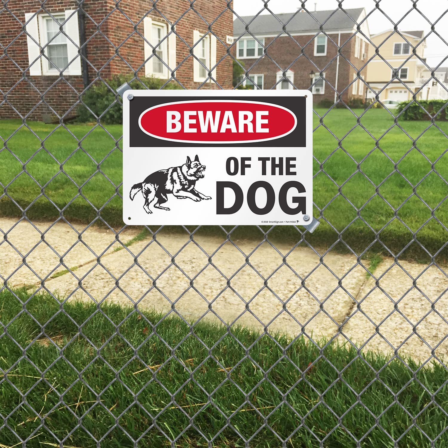 SmartSign 10 x 14 inch “Beware of The Dog” Sign With Graphic, Digitally Printed, 55 mil HDPE Plastic, Red, Black and White, Made in USA