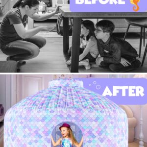 Skywin- Inflatable Tent for Kids (Mermaid) - Inflatable Air Tent Fort for Kids, Inflatable Fort Sets Up and Stores Away in Seconds, (Fan NOT Included) (with Door)