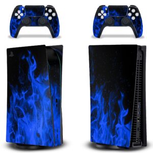 247 skins graphics kit sticker decal compatible with ps5 playstation 5 and dualsense controllers - ice flame blue