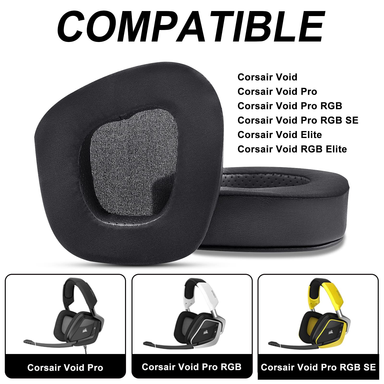 Replacement Ear Pads Cushions for Corsair Void, Void pro, Void pro RGB, Void Pro RGB SE, Void Pro Elite/RGB Wireless Gaming Headsets (Cooling-Gel)