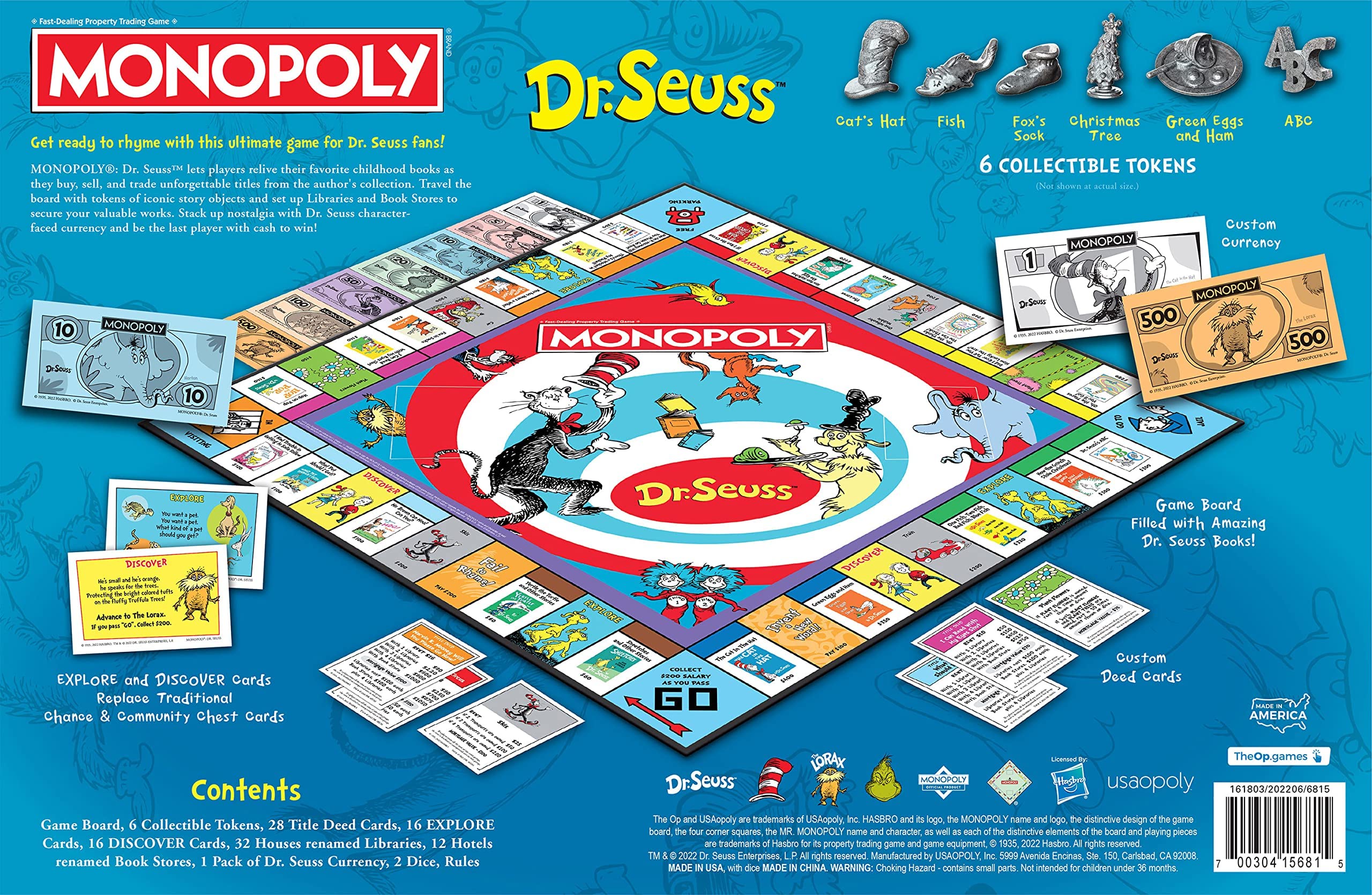 Monopoly: Dr. Seuss | Buy, Sell, Trade Dr. Seuss Books | Collectible Classic Monopoly Game Featuring Custom Game Board & Artwork | Officially-Licensed Dr. Seuss Game & Merchandise