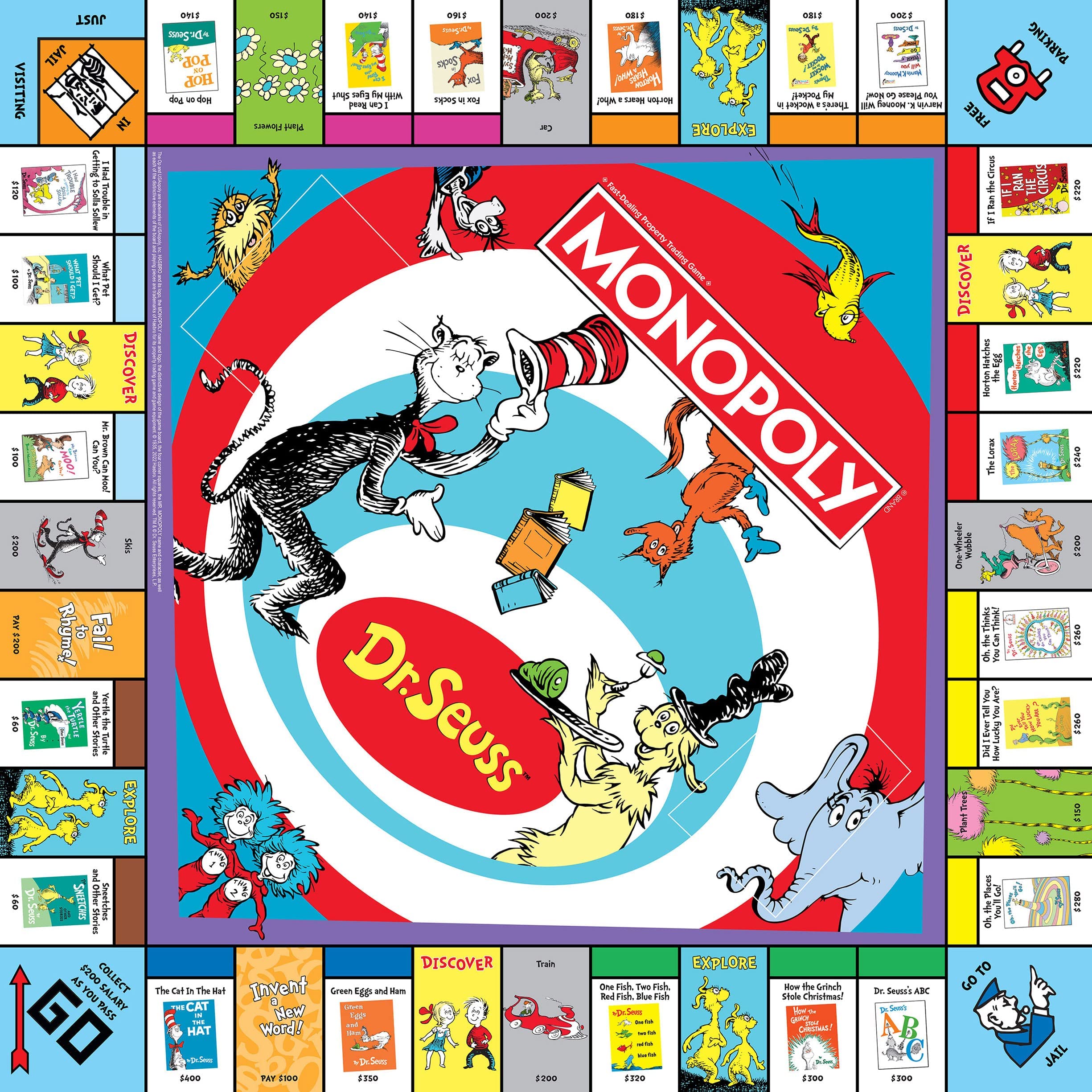 Monopoly: Dr. Seuss | Buy, Sell, Trade Dr. Seuss Books | Collectible Classic Monopoly Game Featuring Custom Game Board & Artwork | Officially-Licensed Dr. Seuss Game & Merchandise