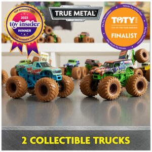 Monster Jam, Mystery Mudders 2-Pack Monster Trucks, Official 1:64 Grave Digger and Blue Thunder Die-Cast Vehicles, Wash to Reveal (Styles Will Vary)