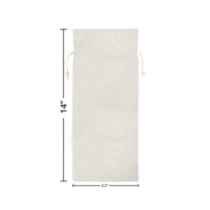 BannerBuzz Canvas Wine Bag Made of 100% Biodegradable Canvas Material With 4 Oz Weight (6.5" W x 14" H, Off White)