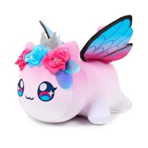 binyat cute cat meemeows plushies meemeows angel and demon cat plushie cat food plushies cat mee meow anime cartoon cat stuffed figure toy plush pillow gift for fans kids (butterfly cat)