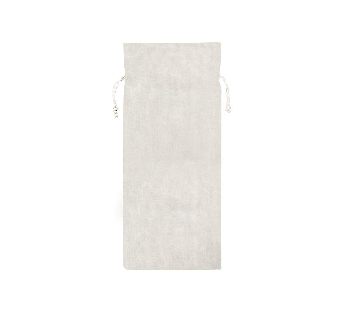 BannerBuzz Canvas Wine Bag Made of 100% Biodegradable Canvas Material With 4 Oz Weight (6.5" W x 14" H, Off White)