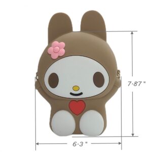 Cartoon Crossbody Bag Silicone Rabbit Pet Purse Handbag for Women Girls Shoulder Bag(Brown)