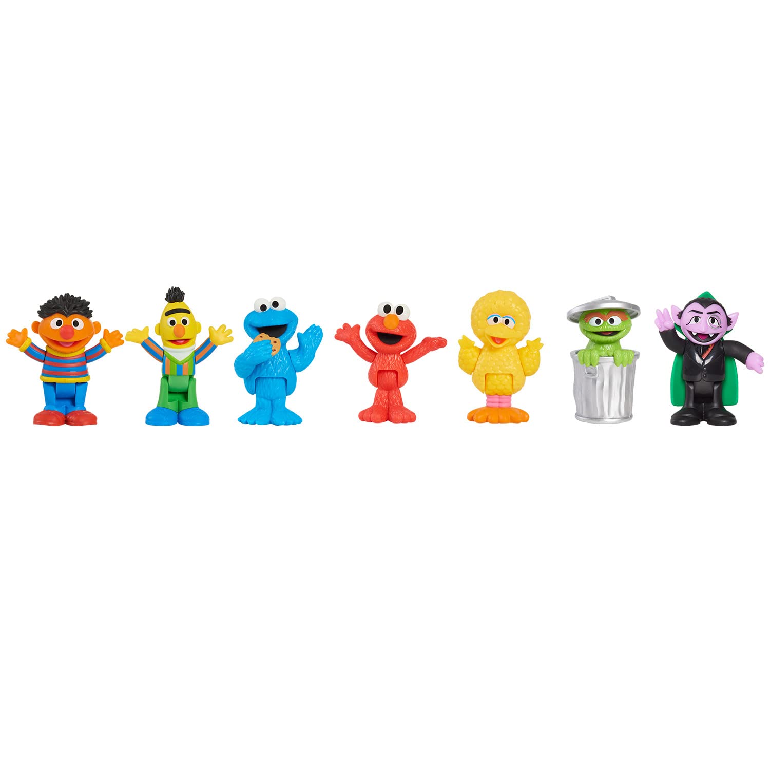 Sesame Street Neighborhood Friends, 7-piece Poseable Figurines, Kids Toys for Ages 2 Up by Just Play