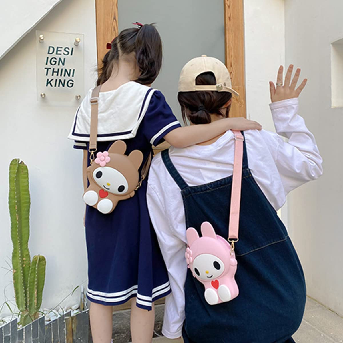 Cartoon Crossbody Bag Silicone Rabbit Pet Purse Handbag for Women Girls Shoulder Bag(Brown)