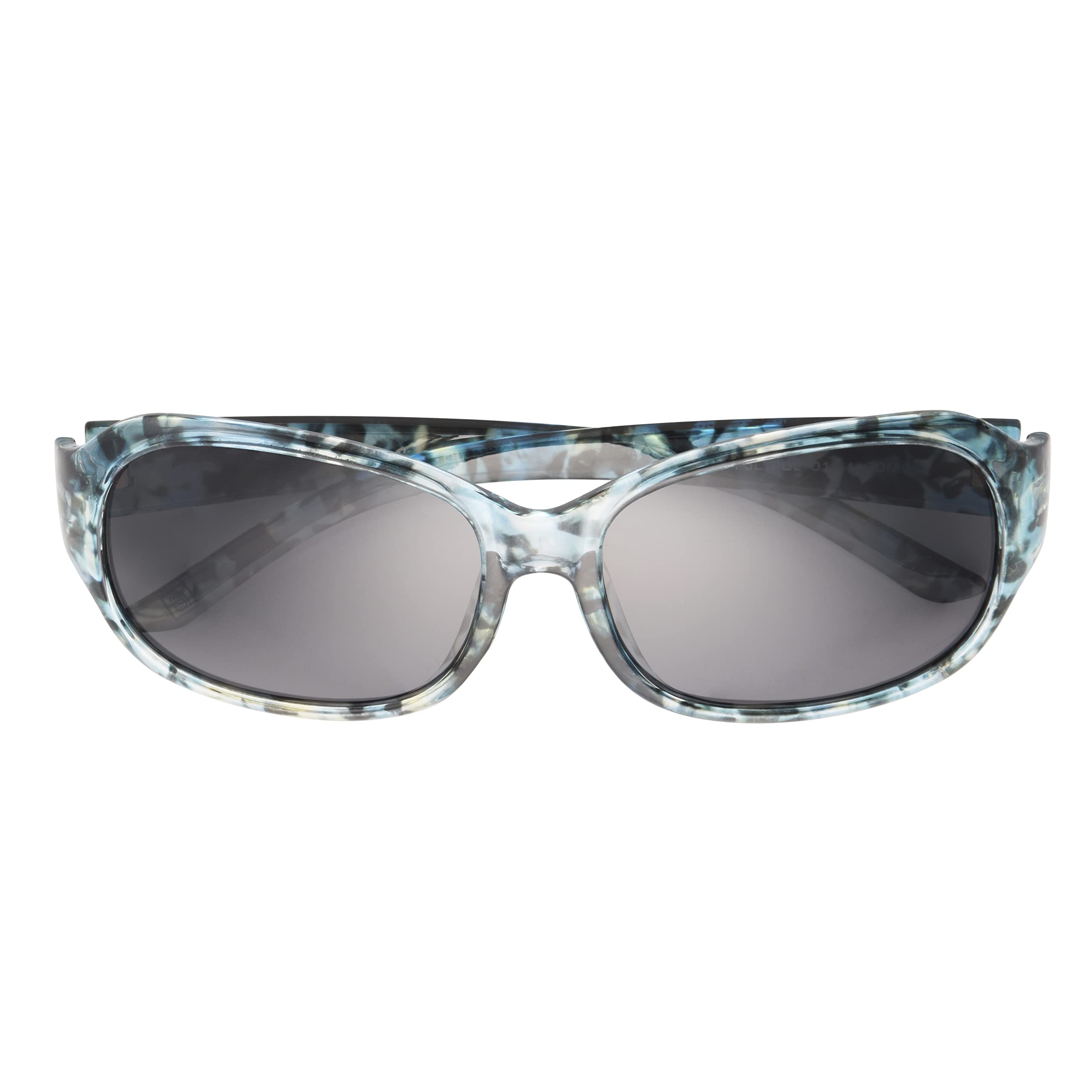 Panama Jack Women's Polarized Milky Blue Tort Wrap Sunglasses, 57