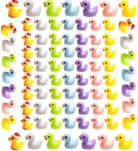 hyg 84 pieces mini resin duck 7 colors,these little ducks can be used in miniature gardens, they are best gifts for christmas, birthday party, halloween