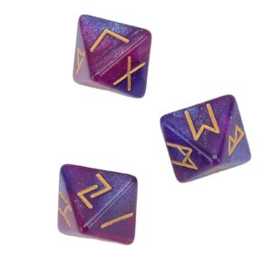 CHICIRIS Rune Dice,Polyhedral Dice Set,3Pcs Rune Dice 8 Sided Star Sky Mystic Vivid Colors Astrology Learning Prediction Polyhedral Dice Set for Adults(Purple Blue)