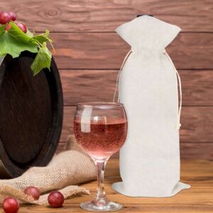 BannerBuzz Canvas Wine Bag Made of 100% Biodegradable Canvas Material With 4 Oz Weight (6.5" W x 14" H, Off White)