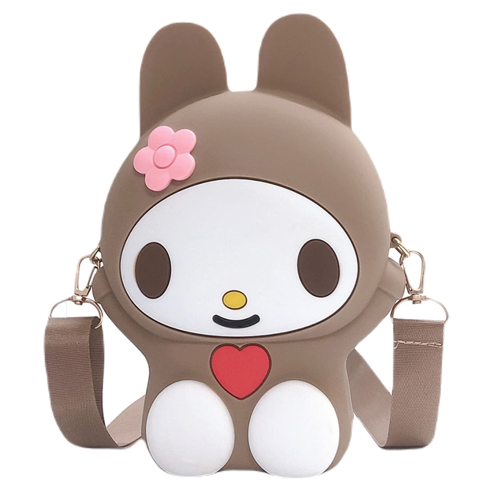 Cartoon Crossbody Bag Silicone Rabbit Pet Purse Handbag for Women Girls Shoulder Bag(Brown)