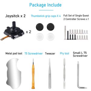 Ikpek 2 Pack Joystick Replacement Kit for Oculus Quest 2 Controller, 29 in One Repair Kit for Meta Quest 2 Controller, Include 2 Thumb Sticks, 4 Thumbstick Grips, 18 Screws, 2 T5 Screwdrivers and More