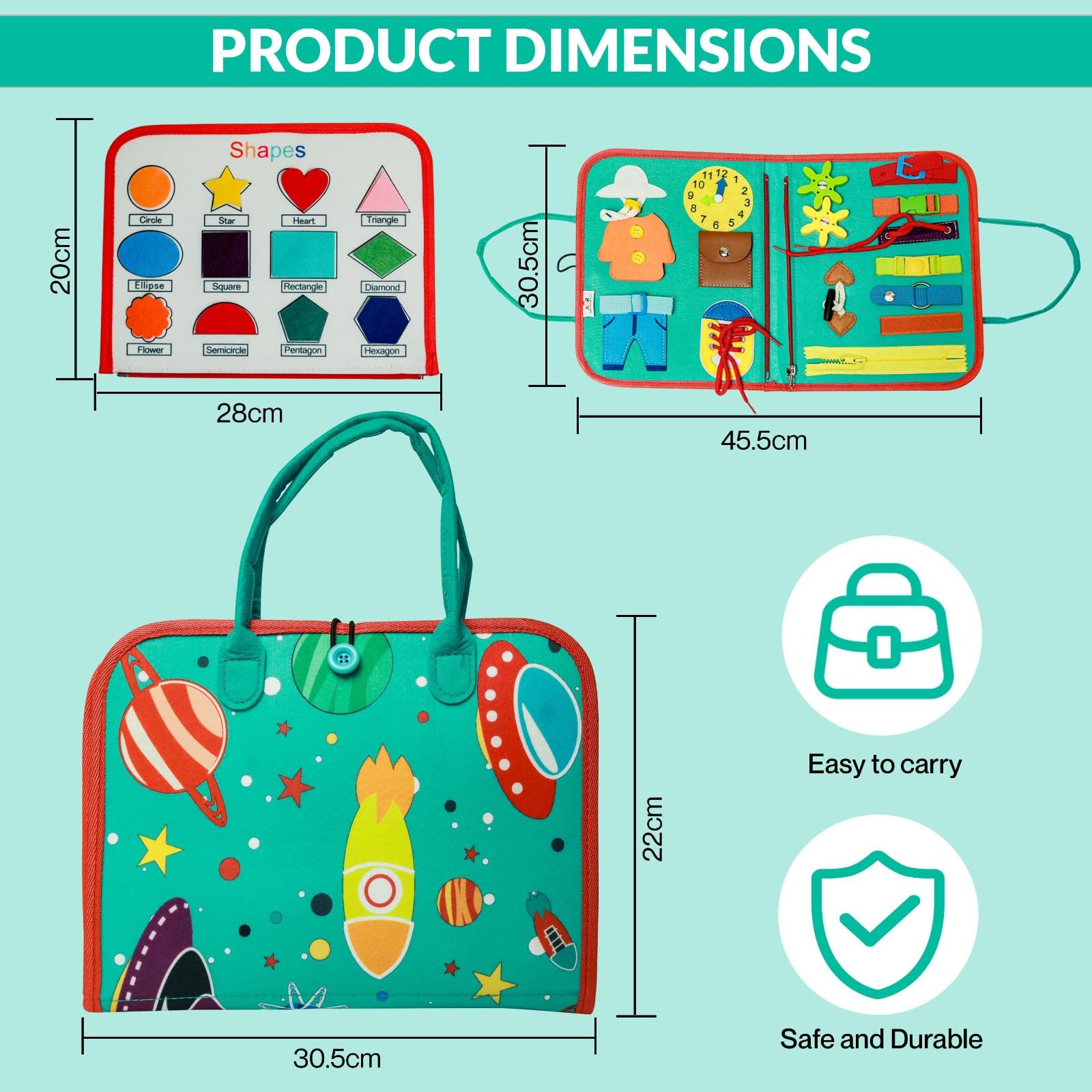 ANR Montessori Busy Board for Toddlers 1 2 3 4 Our Sensory Busy Board is an for Boys & Girls, Educational Toy for Ages 2-4, Perfect for Travel on Plane or Car Rides