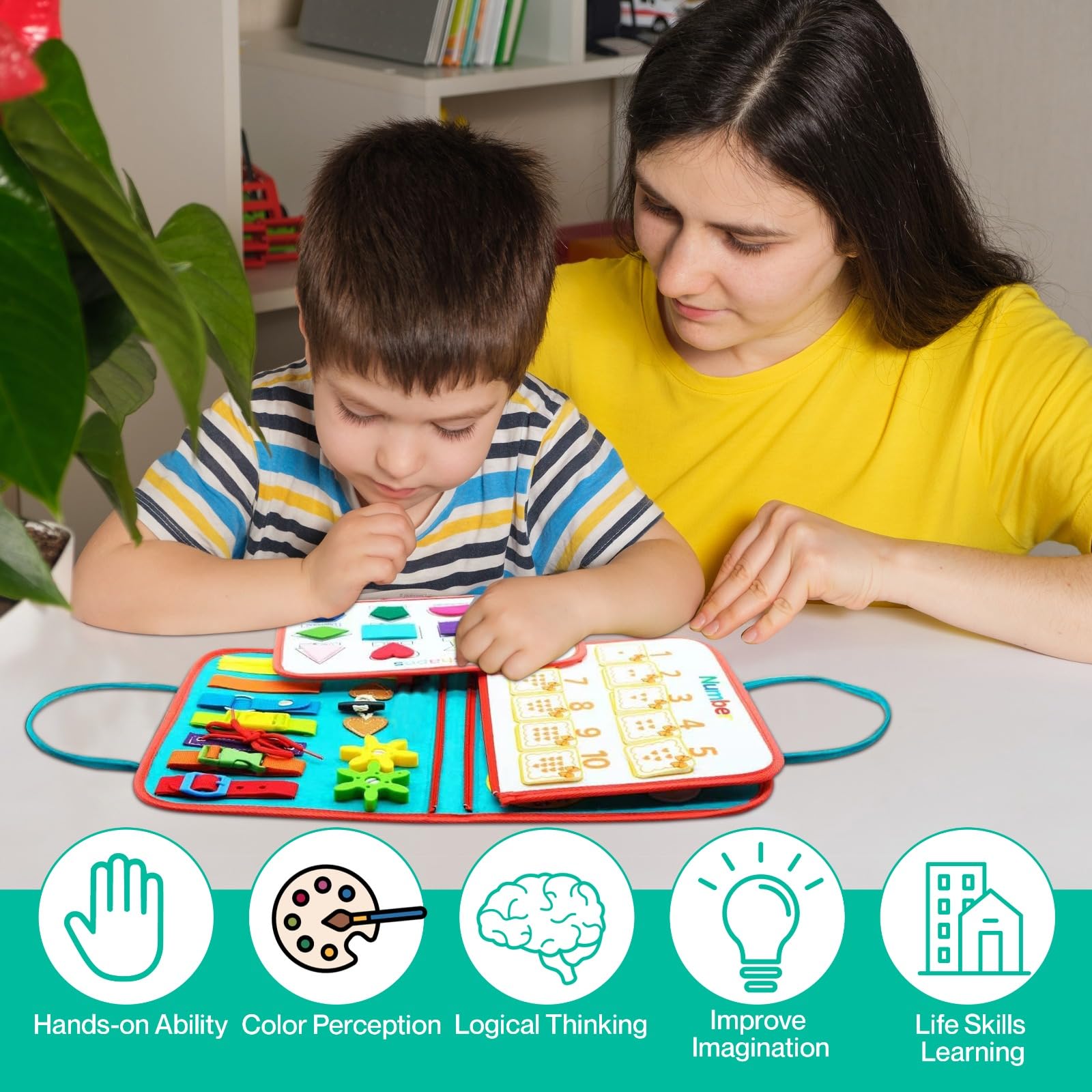 ANR Montessori Busy Board for Toddlers 1 2 3 4 Our Sensory Busy Board is an for Boys & Girls, Educational Toy for Ages 2-4, Perfect for Travel on Plane or Car Rides