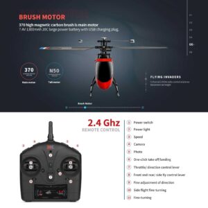 QAQQVQ Remote Control Helicopter, One Key Take Off/Landing, Altitude Hold RC Helicopter 4 Channel, 2.4GHz Aircraft Indoor Flying Toy Gifts for Boys Girls Beginners