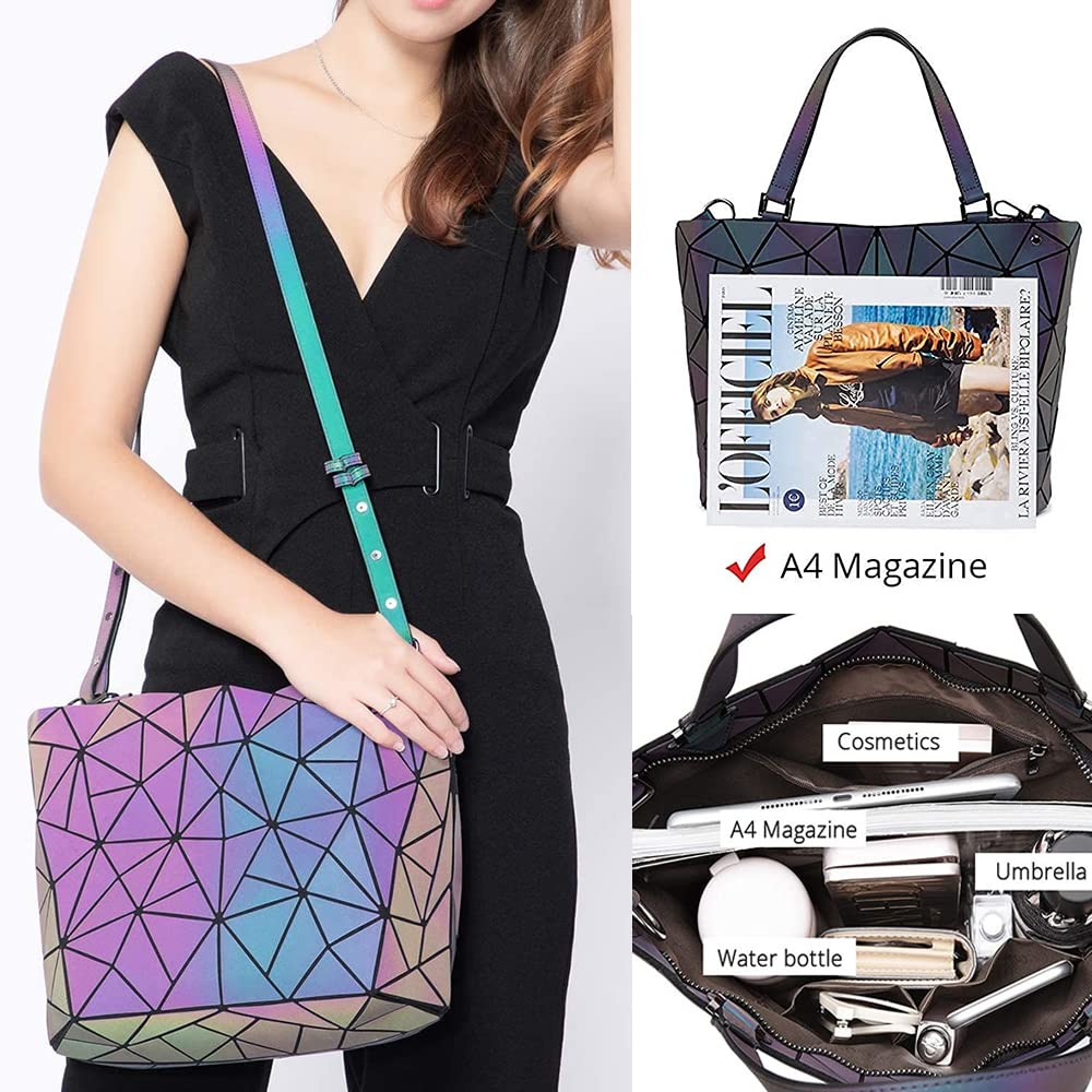 Sfly Shoulder Bags Womens Geometric Luminous Purse bags Ladies Crossbody Shoulder Bag Wallet Set