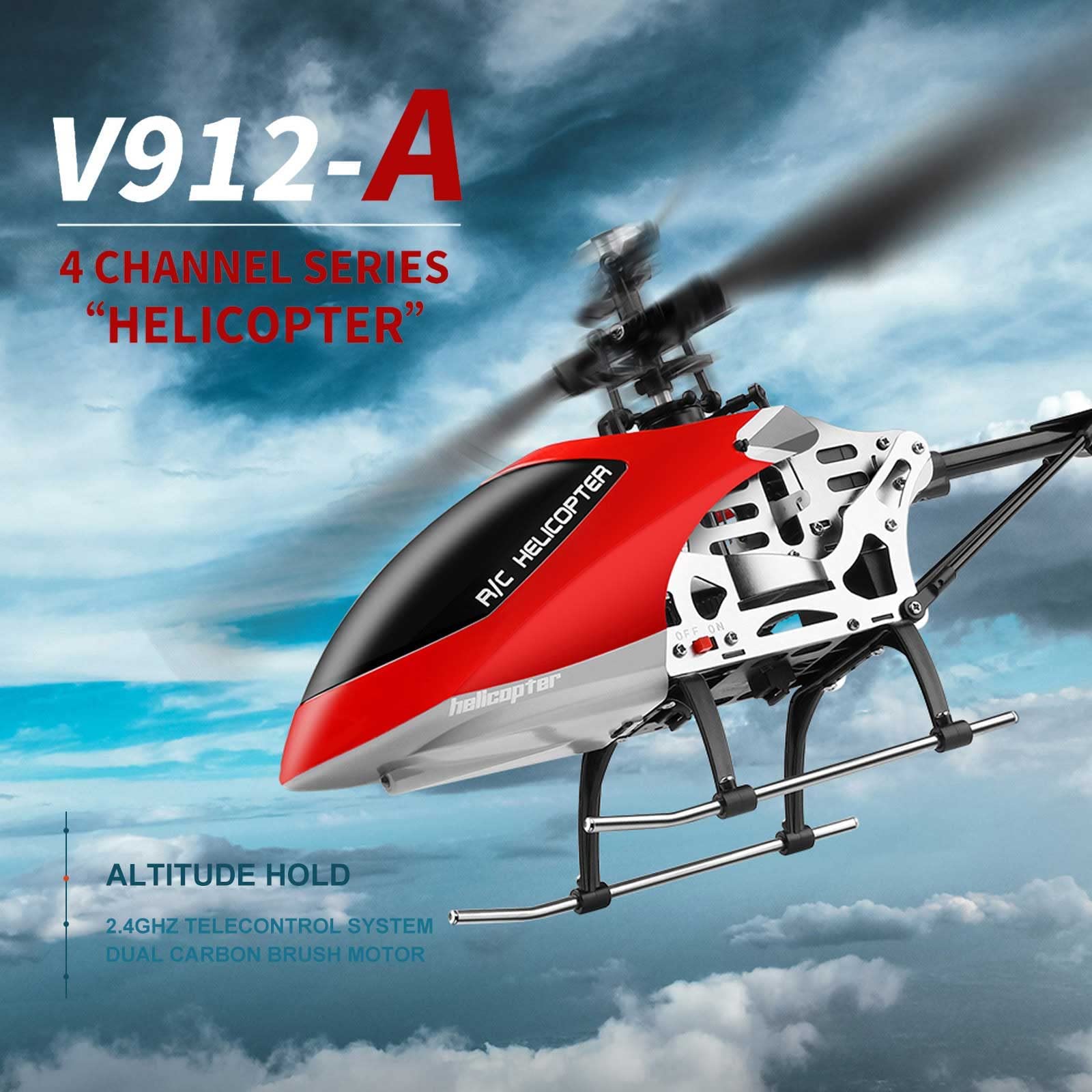 QAQQVQ Remote Control Helicopter, One Key Take Off/Landing, Altitude Hold RC Helicopter 4 Channel, 2.4GHz Aircraft Indoor Flying Toy Gifts for Boys Girls Beginners