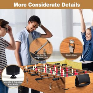 Goplus 48 Inch Game Table, 3-in-1 Combo Table Set w/Adult Size Foosball Table, Pool Table, Slide Hockey Table, Multi Game Table w/Billiard, Soccer & Hockey for Arcade, Party, Family Night, Game Room