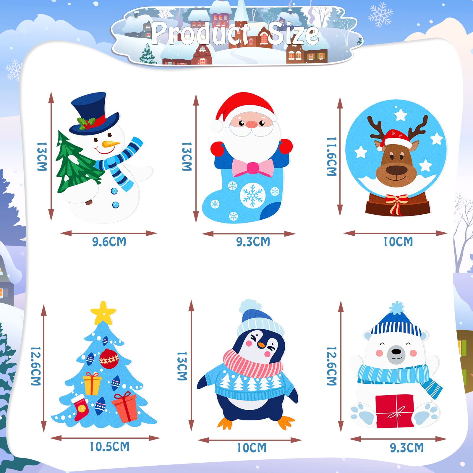 36 Pack Christmas Crafts for Kids Christmas Tree Felt Ornament Craft Kit Christmas DIY Art Craft with Self Adhesive Stickers, Make Your Own Xmas Santa Claus Snowman Elf Pendant Accessories for Kids