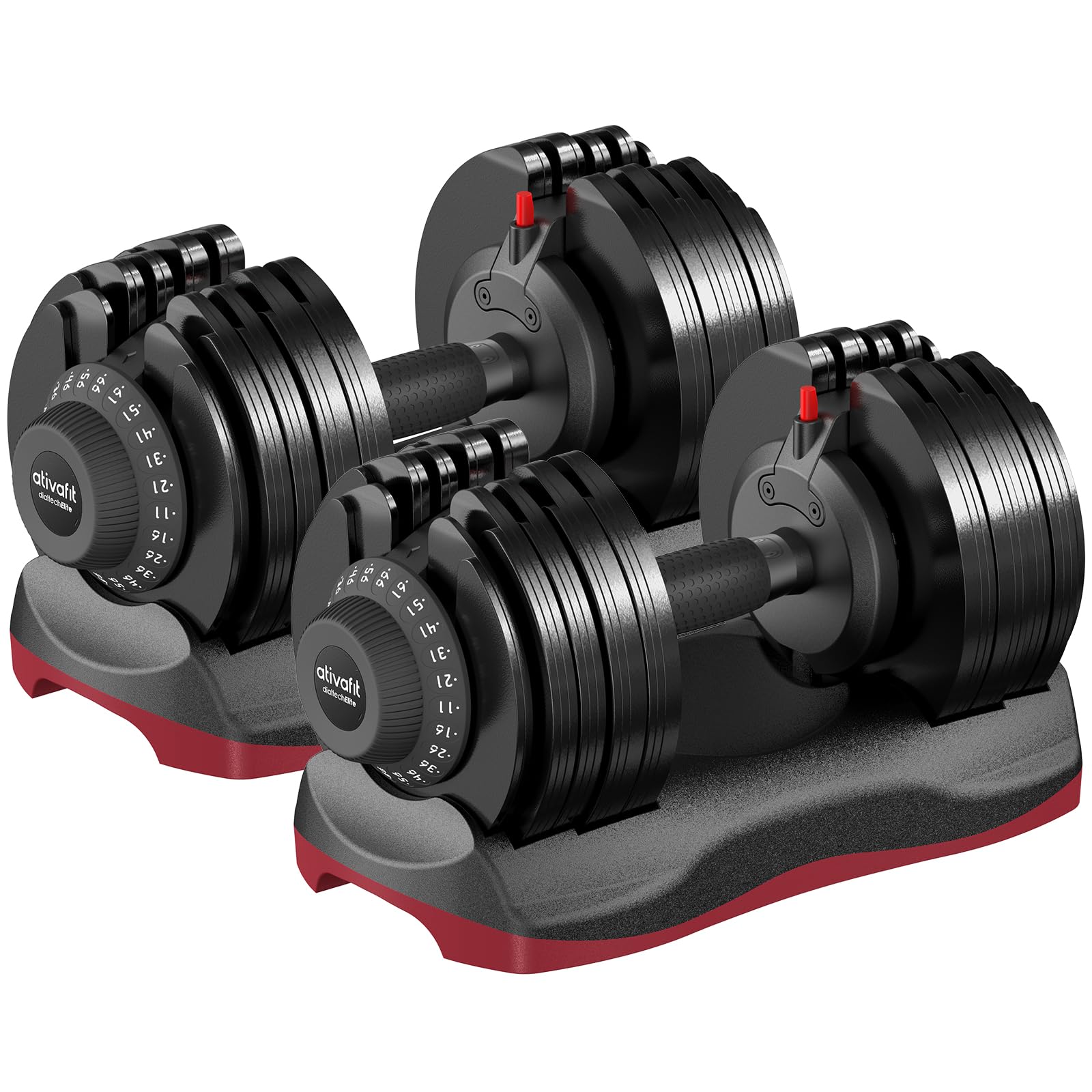 Ativafit 27.5 LBS/66LBS/88LBS Adjustable Dumbbell Set with Anti-slip Handle 12 In 1 Quick Dial Adjustment Weights With Safety Locking Button Space Saving Strength Training for Full Body Home Gym Workout