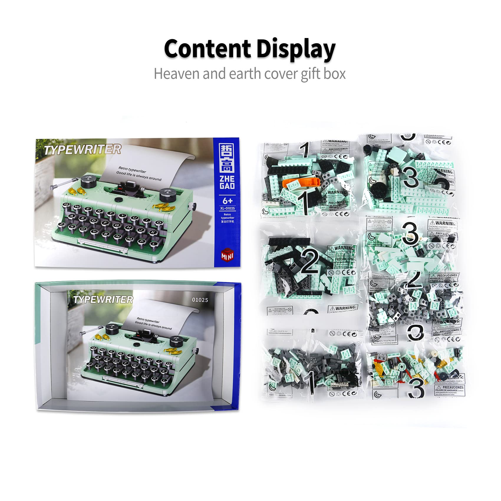 DHODNQP 820PCS Ideas Retro Typewriter Building Blocks Toys Model,Classic Printer Models Building Set,Best Nostalgic Gift for 6+ Year Old Kids or Adults (820pcs) (A)