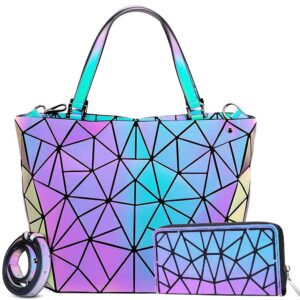 sfly shoulder bags womens geometric luminous purse bags ladies crossbody shoulder bag wallet set