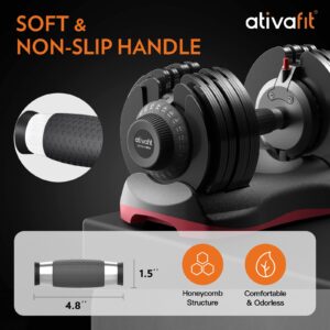 Ativafit 27.5 LBS/66LBS/88LBS Adjustable Dumbbell Set with Anti-slip Handle 12 In 1 Quick Dial Adjustment Weights With Safety Locking Button Space Saving Strength Training for Full Body Home Gym Workout