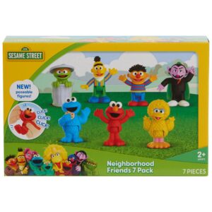 Sesame Street Neighborhood Friends, 7-piece Poseable Figurines, Kids Toys for Ages 2 Up by Just Play