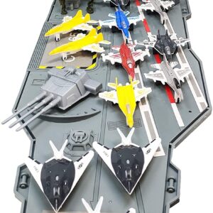 33 Inch Aircraft Carrier Toy with Soldiers Military Vehicles (18 Fighter Jets + 2 Destroyer Ship Combo)