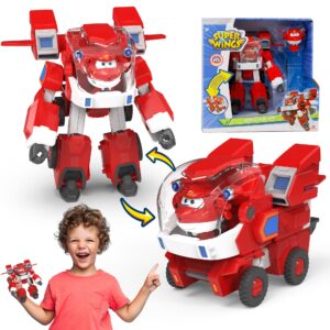 super wings toys, 7 inch jett's super mecha transforming robot, transforming from toy plane to robot just 14 steps, action figures toy for kids ages 3 and up, gifts for boys and girls