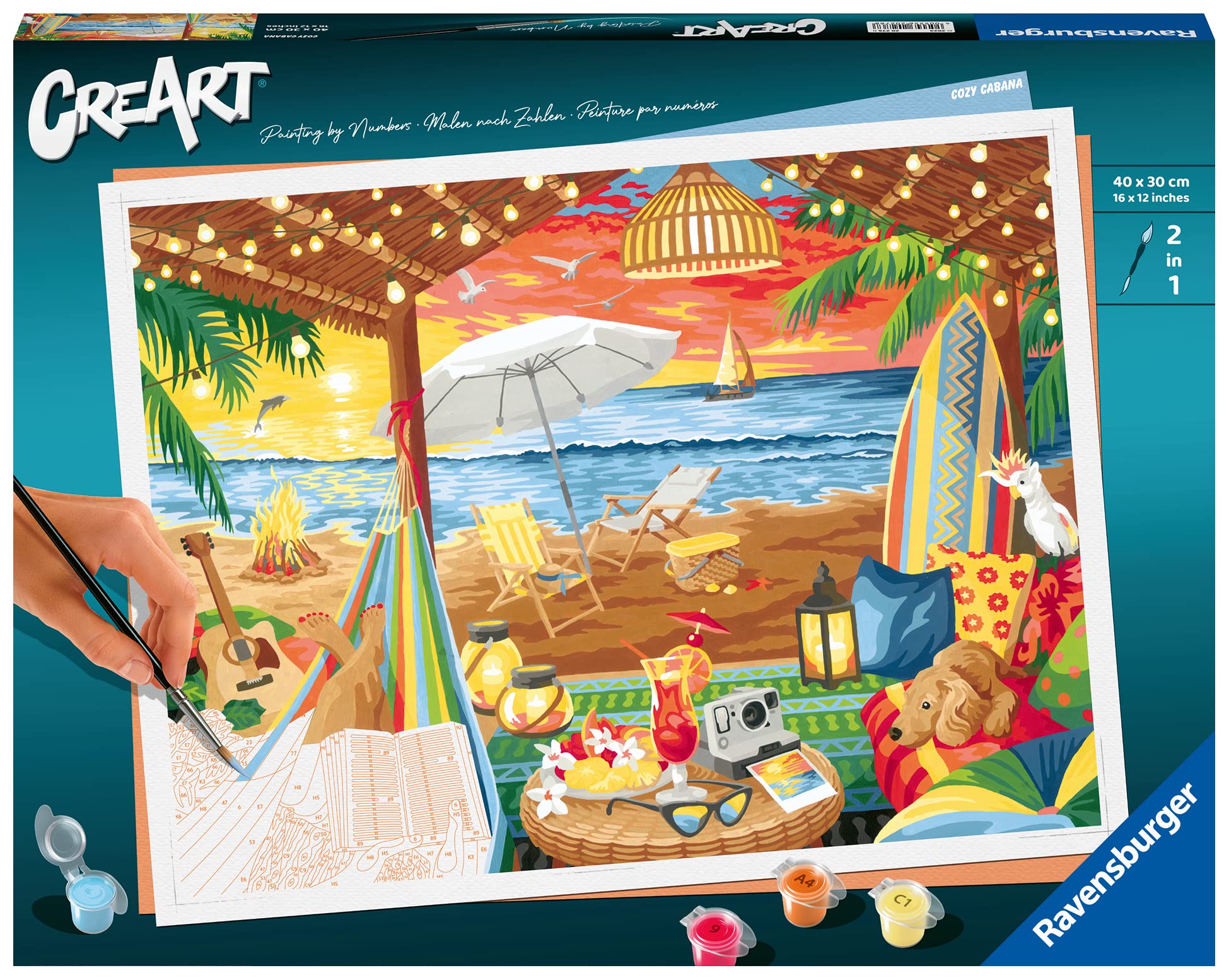 Ravensburger CreArt Cozy Cabana Paint by Numbers Kit for Adults - Painting Arts and Crafts for Ages 14 and Up