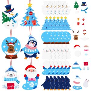 36 pack christmas crafts for kids christmas tree felt ornament craft kit christmas diy art craft with self adhesive stickers, make your own xmas santa claus snowman elf pendant accessories for kids