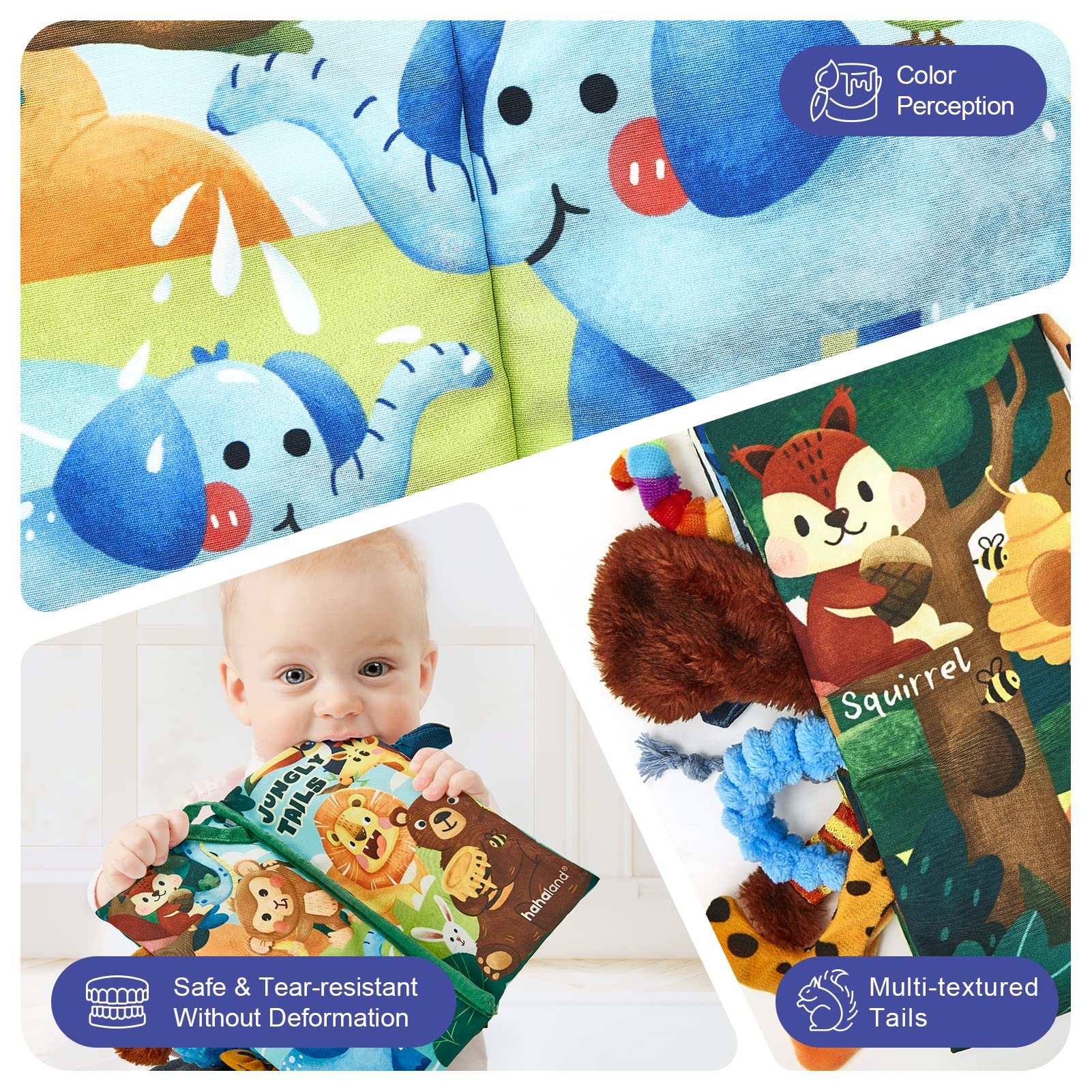 Baby Books Tummy Time Toys, Baby Toys 0-6 Months Touch Feel Soft Cloth Crinkle Books for Babies, Stroller Baby Toys 0-6 Months, Montessori Toys for Babies 0-6 Months Baby Gifts for Newborn Girl, Boys