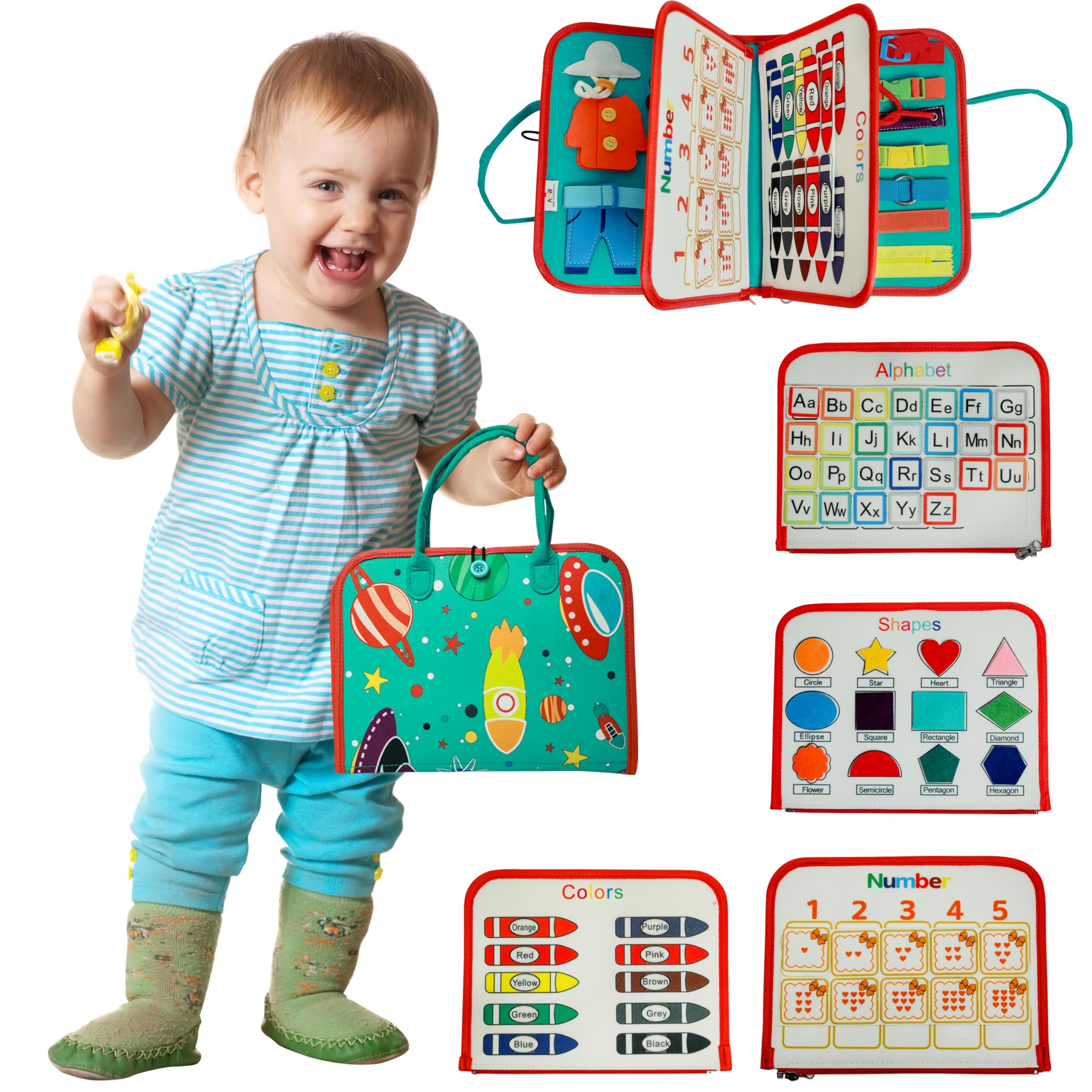 ANR Montessori Busy Board for Toddlers 1 2 3 4 Our Sensory Busy Board is an for Boys & Girls, Educational Toy for Ages 2-4, Perfect for Travel on Plane or Car Rides