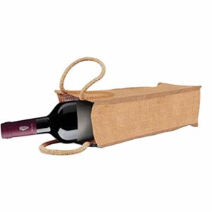 BANNER BUZZ MAKE IT VISIBLE BannerBuzz Jute Wine Bag Made of 100% Biodegradable Jute Material (4” W X 15” H X 4” B, Natural Brown Color)