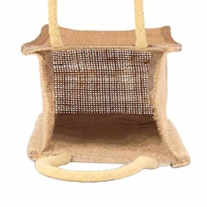 BANNER BUZZ MAKE IT VISIBLE BannerBuzz Jute Wine Bag Made of 100% Biodegradable Jute Material (4” W X 15” H X 4” B, Natural Brown Color)