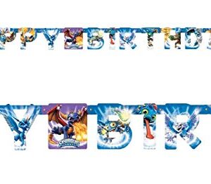 Amscan Skylanders Birthday Party Supplies Bundle Pack Includes 8 Party Paper Masks, 1 Happy Birthday Banner, 48 Piece Party Pack, 6 Latex Balloons