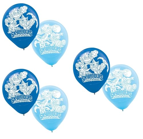 Amscan Skylanders Birthday Party Supplies Bundle Pack Includes 8 Party Paper Masks, 1 Happy Birthday Banner, 48 Piece Party Pack, 6 Latex Balloons