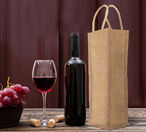 BANNER BUZZ MAKE IT VISIBLE BannerBuzz Jute Wine Bag Made of 100% Biodegradable Jute Material (4” W X 15” H X 4” B, Natural Brown Color)