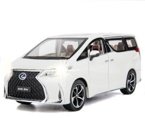 wakakac alloy diecast model car 1/24 lexus lm300 pull back collectible toy car with light and sound toy vehicle for kids children gift (white)