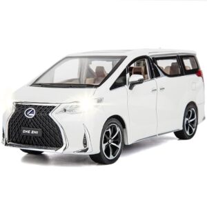 WAKAKAC Alloy Diecast Model Car 1/24 Lexus LM300 Pull Back Collectible Toy Car with Light and Sound Toy Vehicle for Kids Children Gift (White)