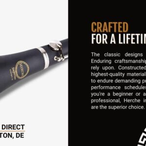 Clarinet Herche Superior Bb Clarinet X3 - Professional Grade Musical Instruments for All Levels - Service Plan - Educator Approved and Recommended