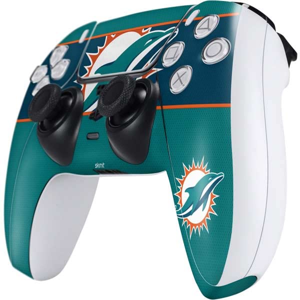 Skinit Decal Gaming Skin Compatible with PS5 Controller - Officially Licensed NFL Miami Dolphins Zone Block Design