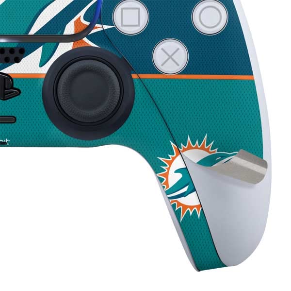 Skinit Decal Gaming Skin Compatible with PS5 Controller - Officially Licensed NFL Miami Dolphins Zone Block Design