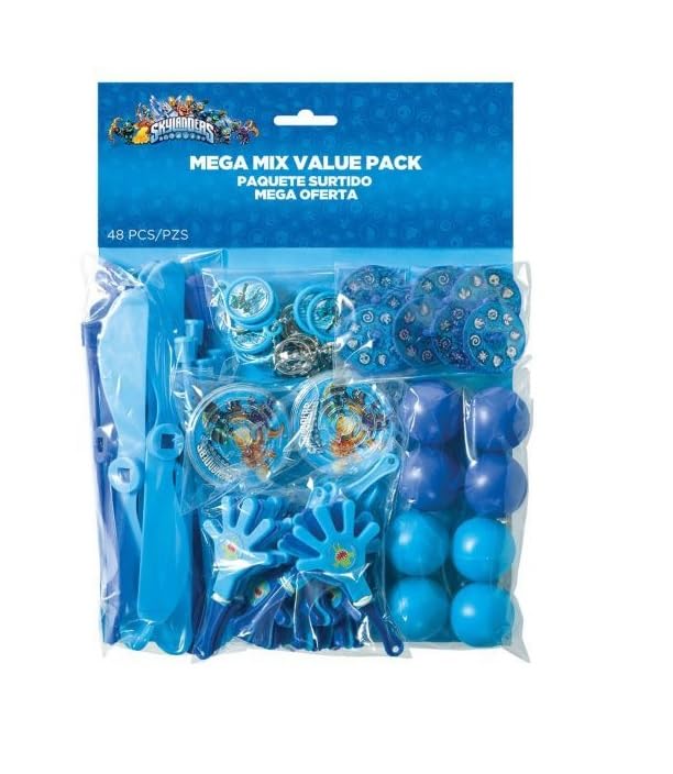 Amscan Skylanders Birthday Party Supplies Bundle Pack Includes 8 Party Paper Masks, 1 Happy Birthday Banner, 48 Piece Party Pack, 6 Latex Balloons