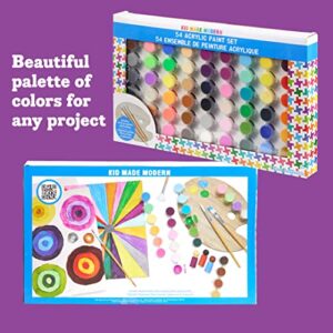 Kid Made Modern - Acrylic Paint Set for Kids - Palette of 54 Colors for Art Projects, Canvases, Brushes, & Wood Palette - Kids Acrylic Paint Set for Children Ages 6 7 8 9 10 11 12