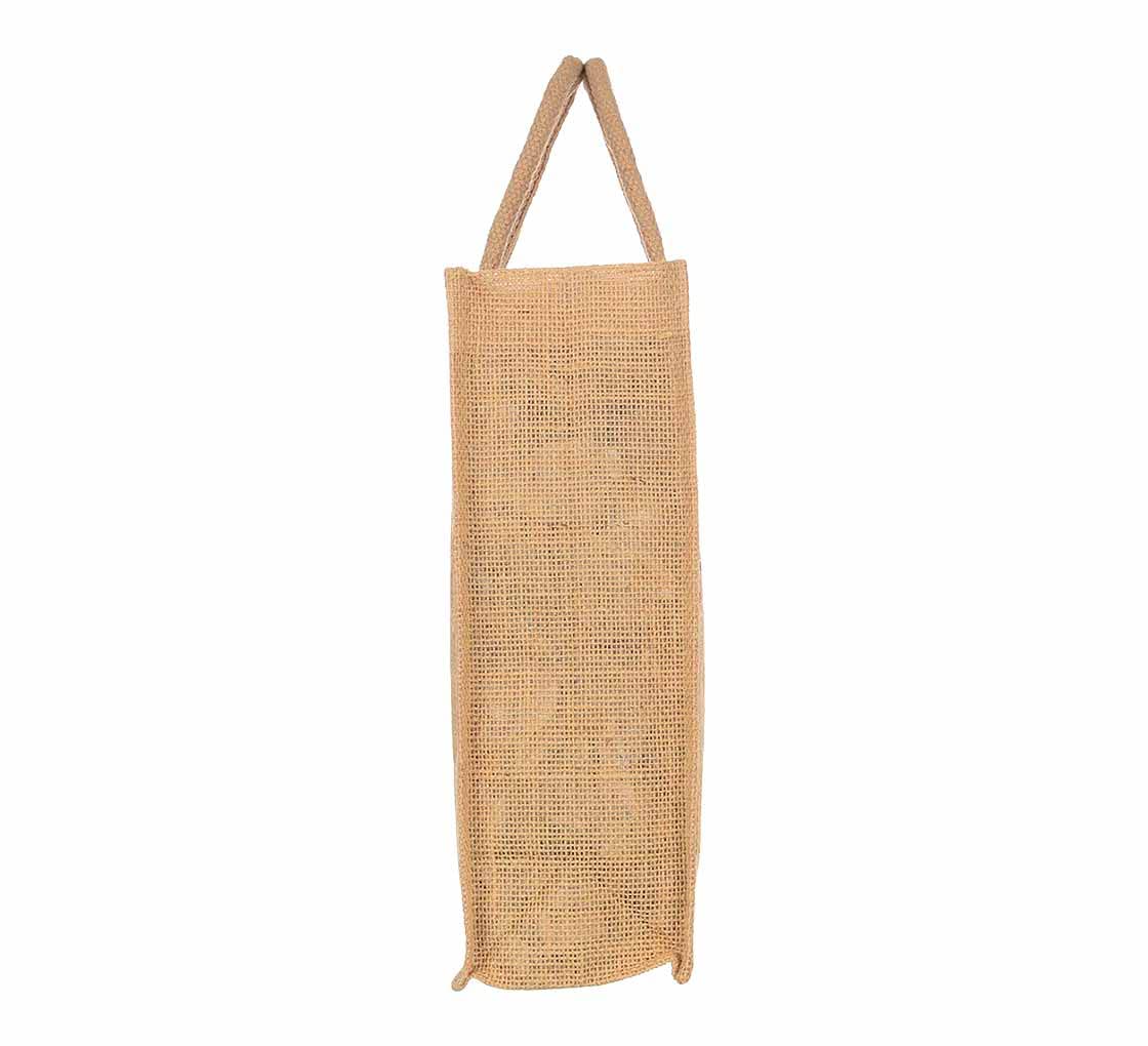 BANNER BUZZ MAKE IT VISIBLE BannerBuzz Jute Tote Bag Made of 100% Biodegradable Jute Material (16" W X 13" H X 6" B, Natural Brown Color)